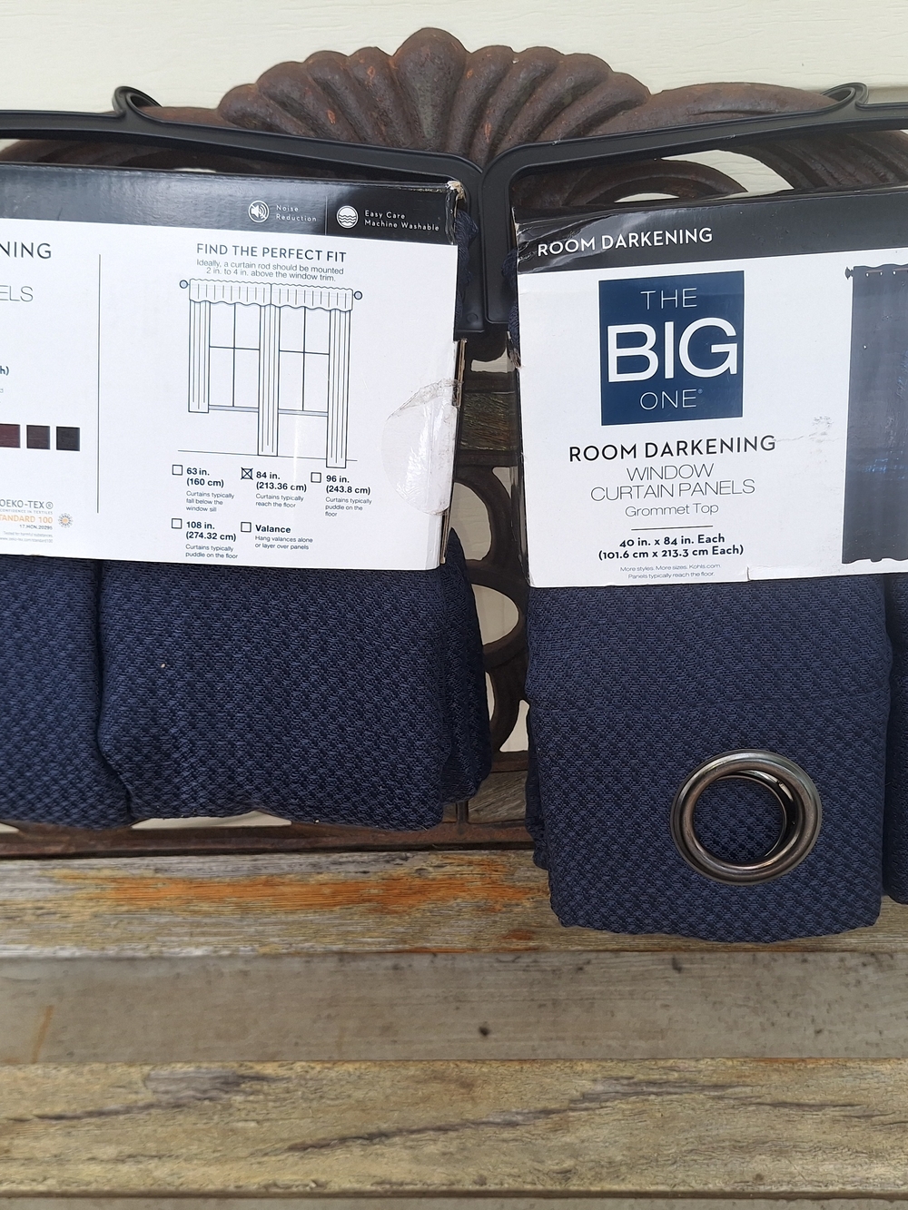 Room Darkening Window Curtain Panels, Grommet Top Curtain Panels Navy 2 Sets